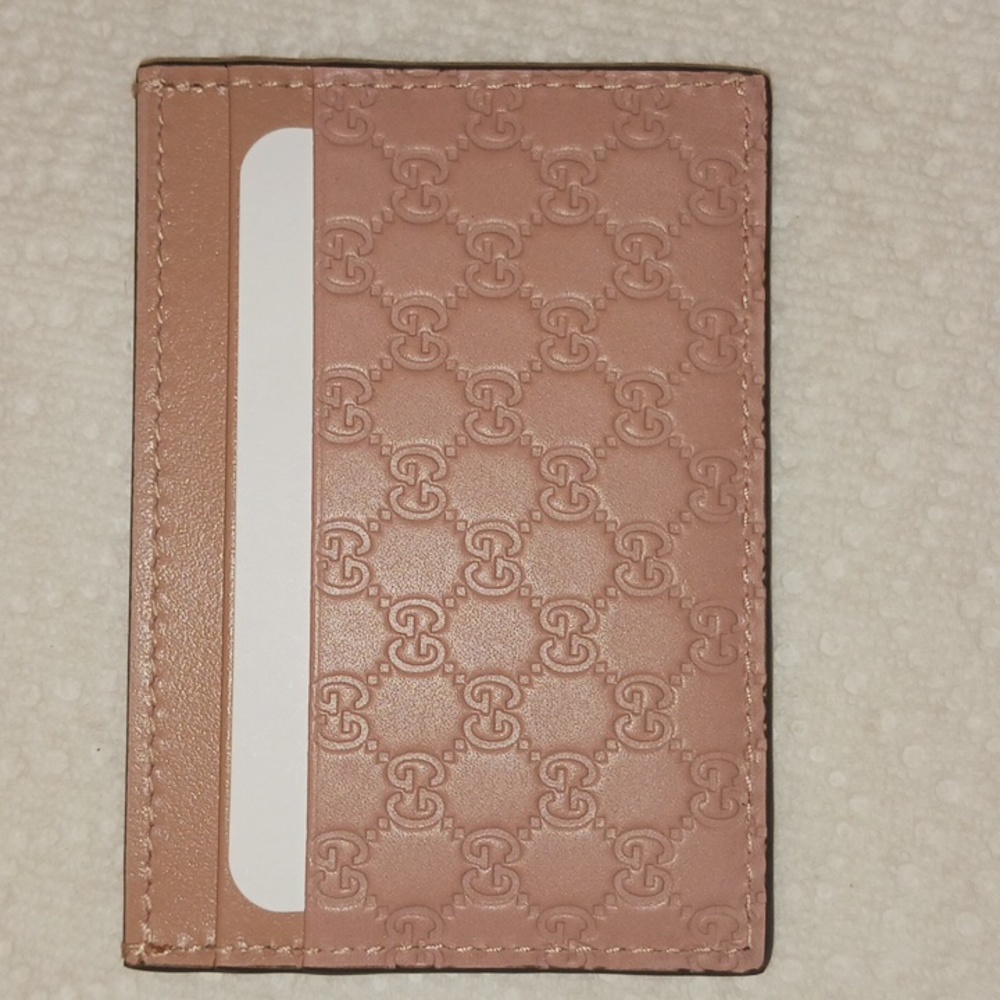 NEW Gucci Micro  Guccissima Leather Card Case Holder Pink - Picture 3 of 6